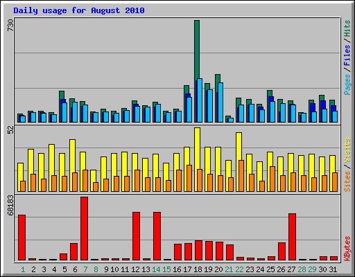 Daily usage for August 2010