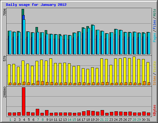 Daily usage for January 2012