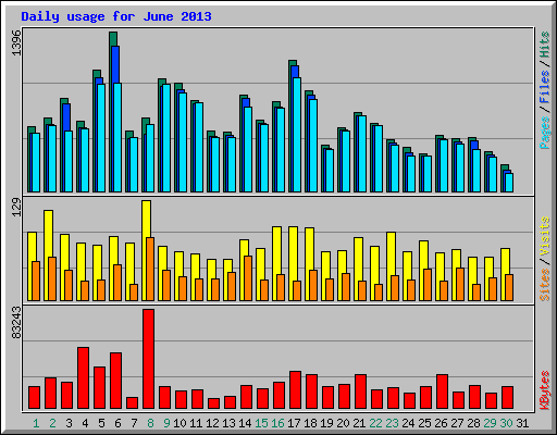 Daily usage for June 2013