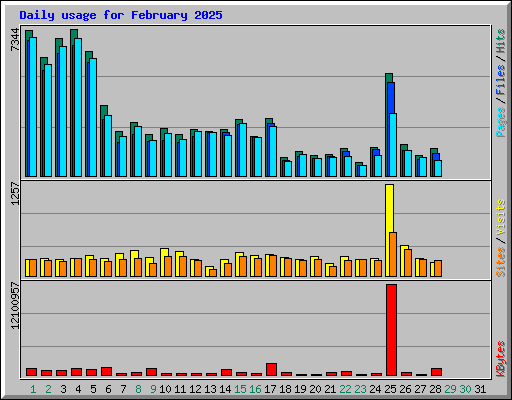 Daily usage for February 2025