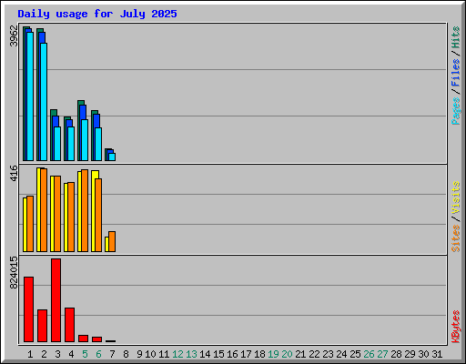 Daily usage for July 2025