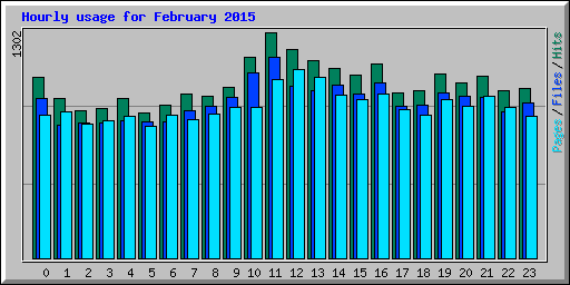 Hourly usage for February 2015