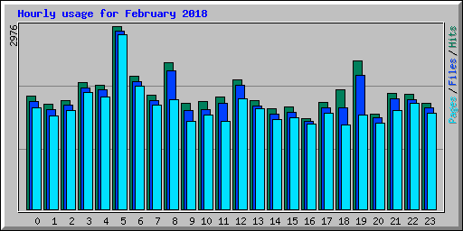 Hourly usage for February 2018